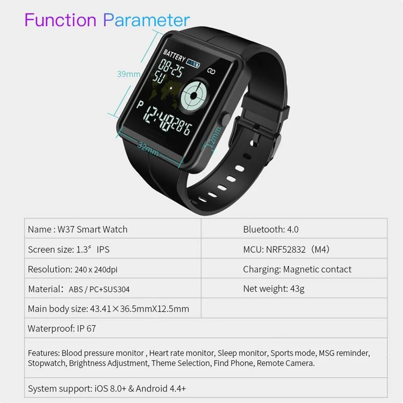 Bozlunofficial Bozlun W37 Color Screen Sports Watch
